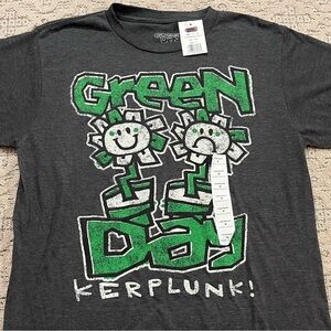 🎸 '23 Green Day Band Kerplunk Album Duo Green Potted Plants Soft Punk Tee